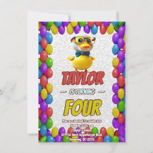 Invitación Curte de pato de caucho personalizado Cumpleaños i