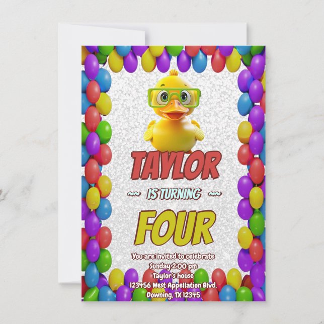 Invitación Curte de pato de caucho personalizado Cumpleaños i (Anverso)