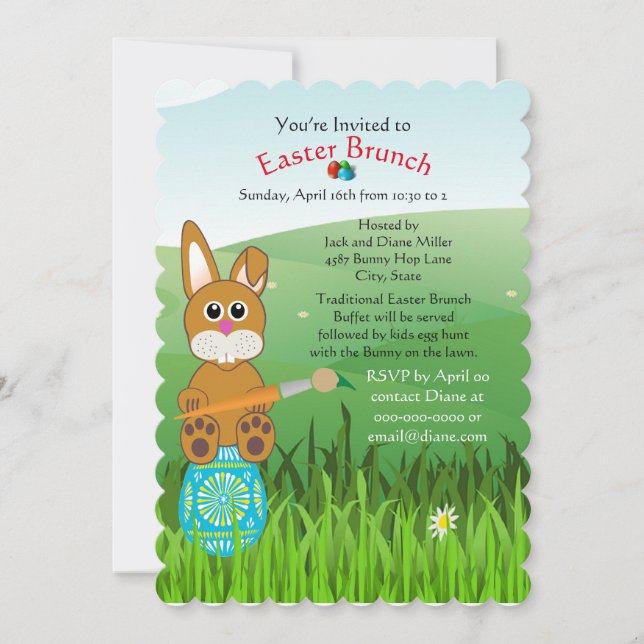 Invitación Curte Easter Brunch and Egg Hunt Invit (Anverso)
