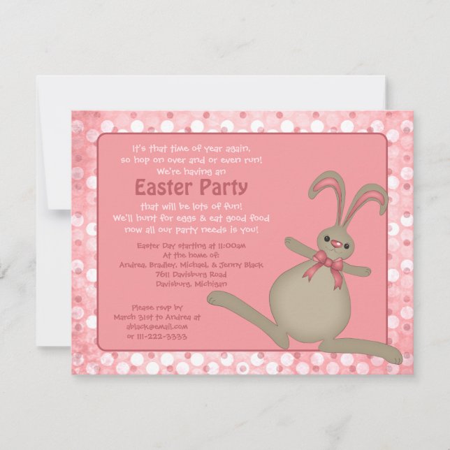 Invitación Curte Easter Bunny Rabbit Easter Party Invitacione (Anverso)