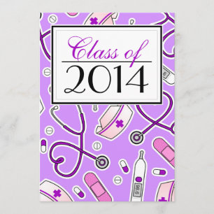 Invitación Curte Escuela de Enfermería RN Graduación Púrpura 