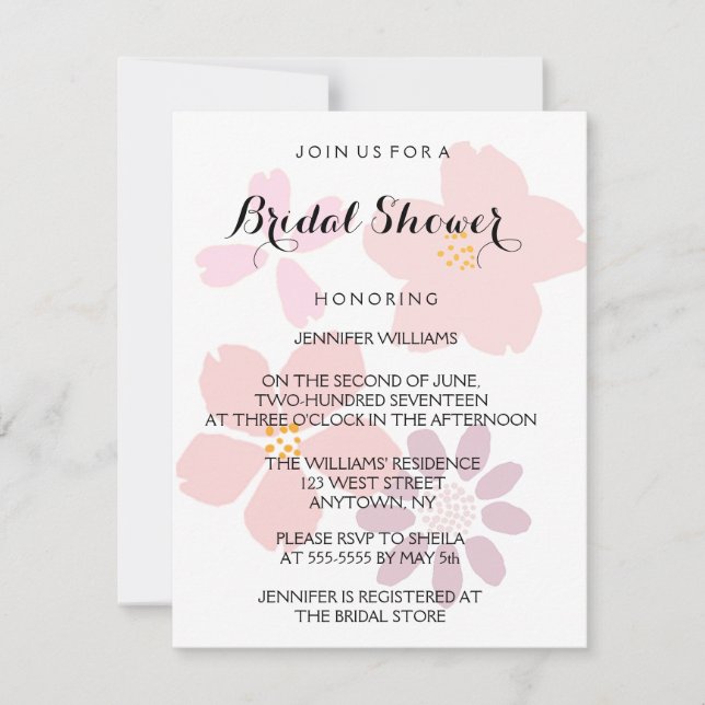 Invitación Curte Floral Bridal Shower Invitions (Anverso)