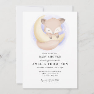 Invitación Curte Fox   Animales Baby Shower
