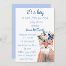 Invitación Curte Fox Woodland Animales Rustic Baby Ducha I