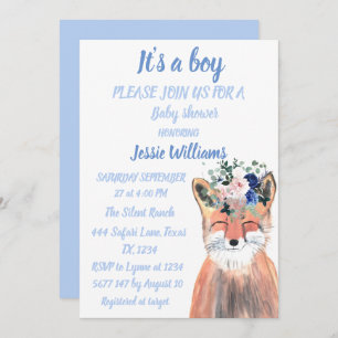Invitación Curte Fox Woodland Animales Rustic Baby Ducha I