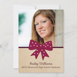 Invitación Curte Fuchsia Bow Graduation Invite
