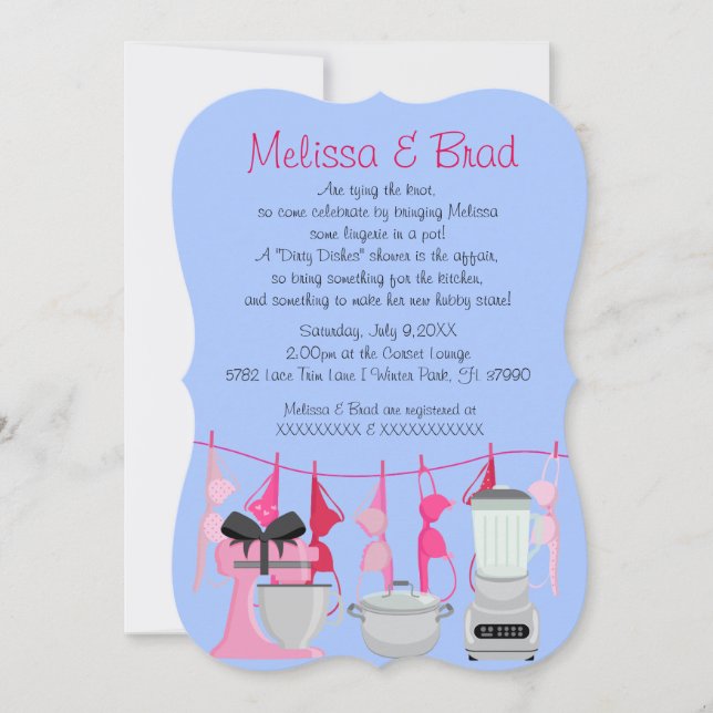 Invitación Curte Fun Kitchen Lingerie Bridal Shower Invitació (Anverso)