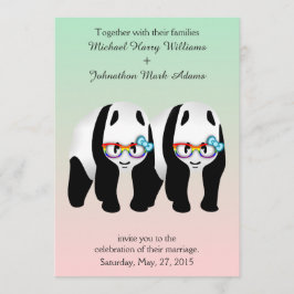 Invitación Curte Gay Pandas Rainbow Wearing Glasses Invitació
