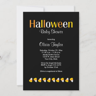 Invitación Curte Halloween Candy Corn Baby Shower Invitacione