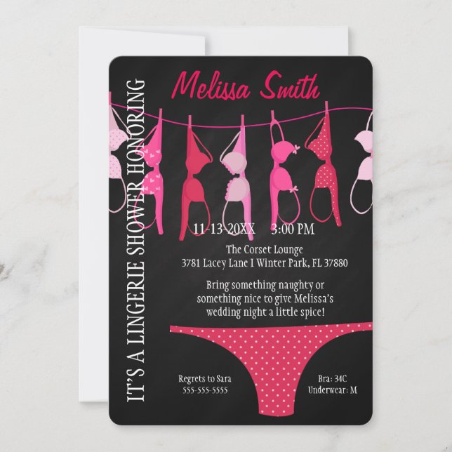 Invitación Curte moderno divertido Lingerie Bridal Shower Inv (Anverso)