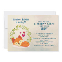 Curte Naranja Fox, Red Hearts y Wreath Birthday