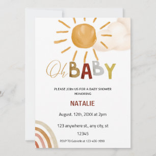 Invitación Curte OH Baby Watercolor Sunshine Baby Shower