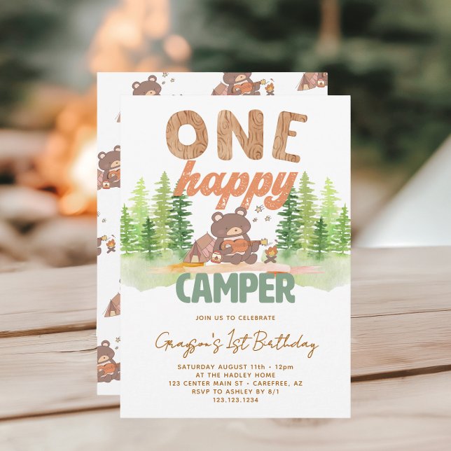 Invitación Curte One Happy Camper 1er cumpleaños (Subido por el creador)