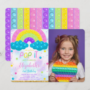 Invitación Curte Pop it Birthday Photo Invitation