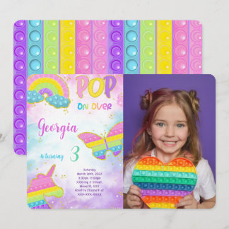 Invitación Curte Pop it Birthday Photo Invitation