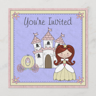 Invitación Curte Red Hair Princess Fairy Tale Birthday Invite