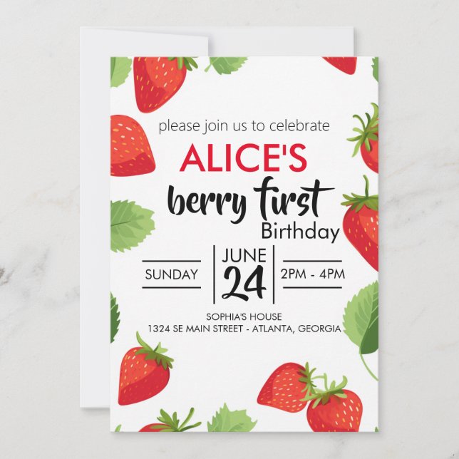 Invitación Curte simple Berry dulce de cumpleaños (Anverso)
