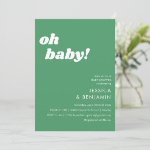 Invitación Curte Simple Kelly Green Modern Oh Baby Shower