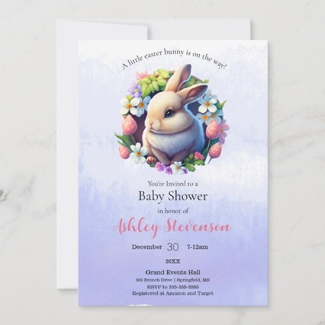 Invitación Curte simplistic Easter bunny Baby Shower Invitati (Anverso)