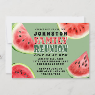 Invitación Curte Summer Family Reunion Watermelon Horizontal