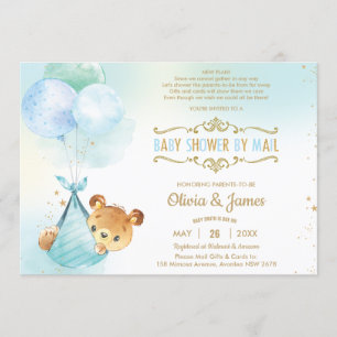 Invitación Curte Teddy Bear Baby Shower virtual por Mail Boy