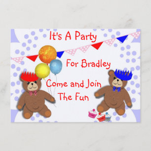 Invitación Curte Teddy Bears Fun Kids Party Invitions