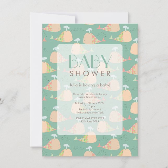 Invitación Curte under the Sea Baby Shower Invite (Anverso)