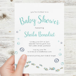 Invitación Curte Under the Sea Fish Invitation de Baby Shower