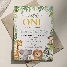 Invitación Curte Wild One Safari Animación de cumpleaños