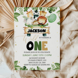 Invitación Curte Wild One Safari Animación de cumpleaños