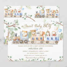 Curte Woodland Animals Train Greenery Baby Shower