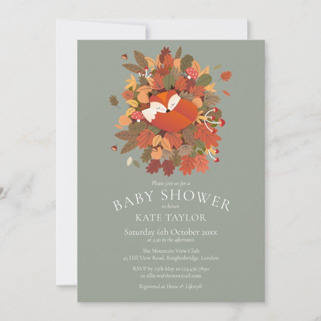 Invitación Curte Woodland Fox Cub Baby Shower / Sprinkle (Anverso)