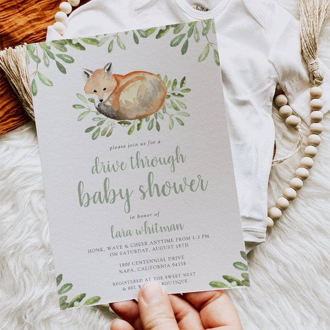 Invitación Curte Woodland Fox Drive a través de Baby Shower (Subido por el creador)