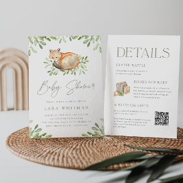 Invitación Curte Woodland Fox todo en un solo Baby Shower