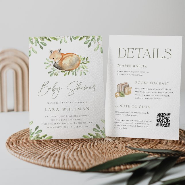 Invitación Curte Woodland Fox todo en un solo Baby Shower (Subido por el creador)