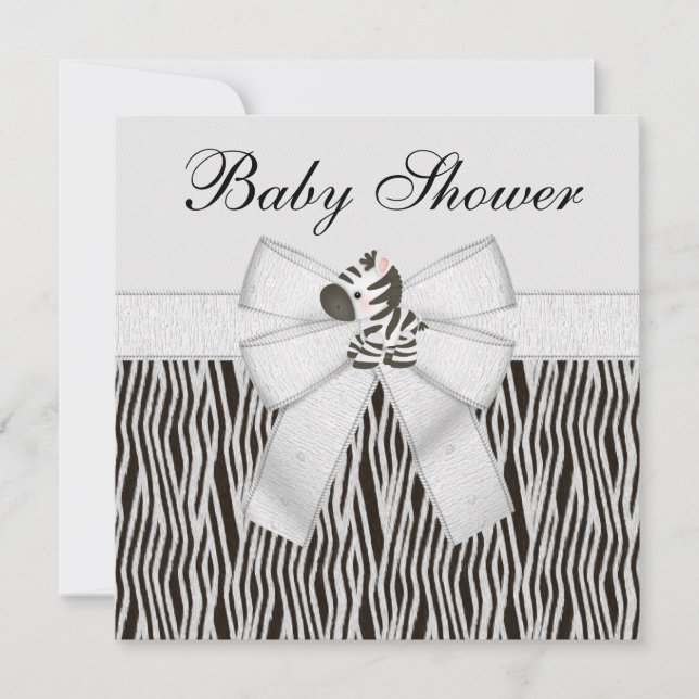 Invitación Curte Zebras y Baby Shower de impresión animal (Anverso)
