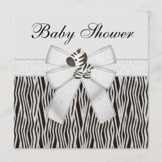 Invitación Curte Zebras y Baby Shower de impresión animal