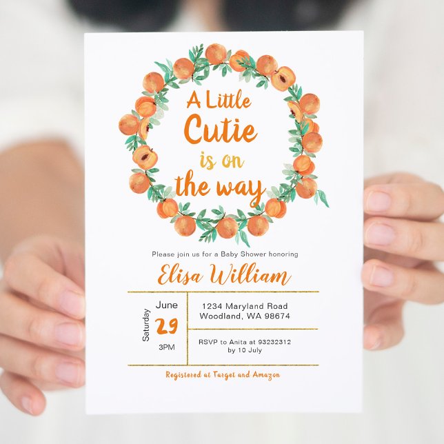 Invitación Curtie On the Way Citrus Baby Shower Invitation (Subido por el creador)