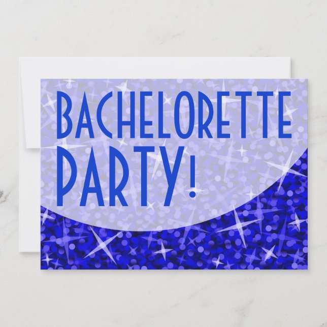 Invitación Curva azul oscuro brillante: "¡Bachelorette Party! (Anverso)
