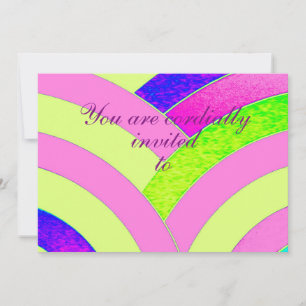 Invitación curva contemporánea chevron rosa/amarillo