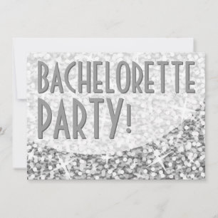 Invitación Curva Glitz "Silver" "Bachelorette Party"