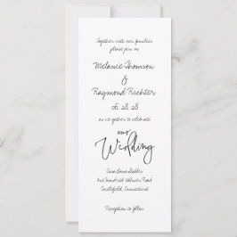 Invitación Curva manuscrita 2 nuestro Boda de 4 x 9 pulgadas 