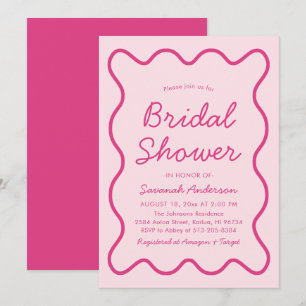 Invitación Curva moderna ondulada negrita ducha de novia rosa
