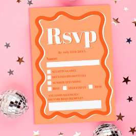 Invitación Curva naranja retro squiggle wavy rsvp