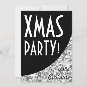 Invitación Curva negra de Glitz Fiesta de Navidad