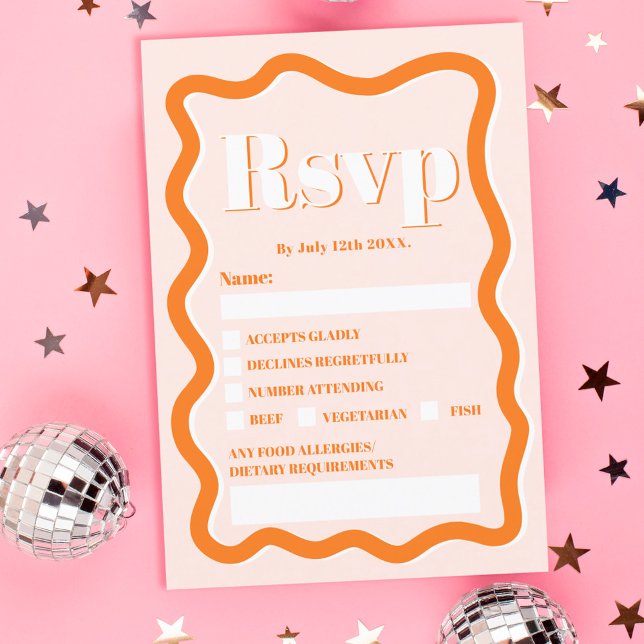 Invitación Curva retro terracota squiggle wavy rsvp (Subido por el creador)