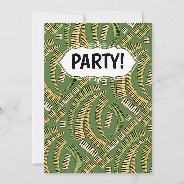 Invitación curvada de las teclas de piano (Anverso)