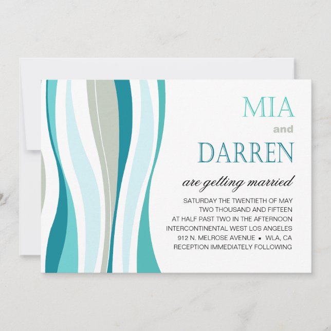 Invitación Curvado Boda aqua (Anverso)