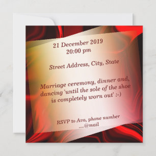 Invitación Curvas rojas y oscuras sobre fondo oscuro