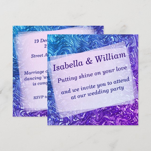 Invitación Curvas texturadas de azul a violeta (Anverso / Reverso)